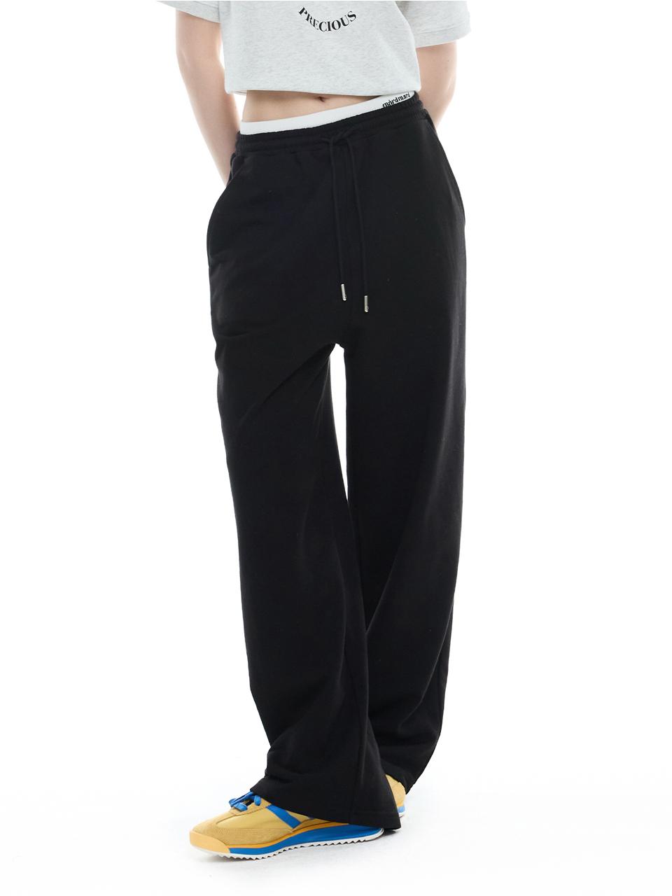 mardmard Layered Logo Sweat Pants [Black]