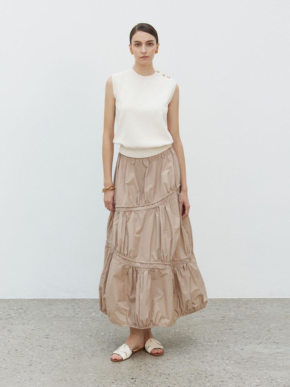 Mare di mari Balloon Banding Long Skirt Beige