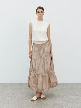 Mare di mari Balloon Banding Long Skirt Beige