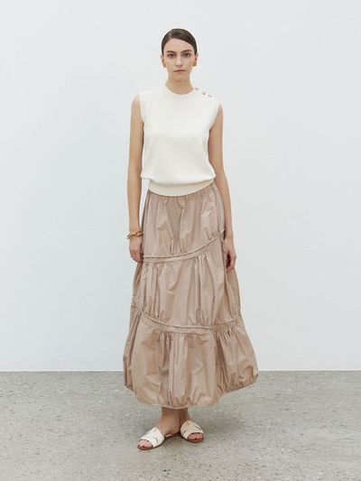 Mare di mari Balloon Banding Long Skirt Beige