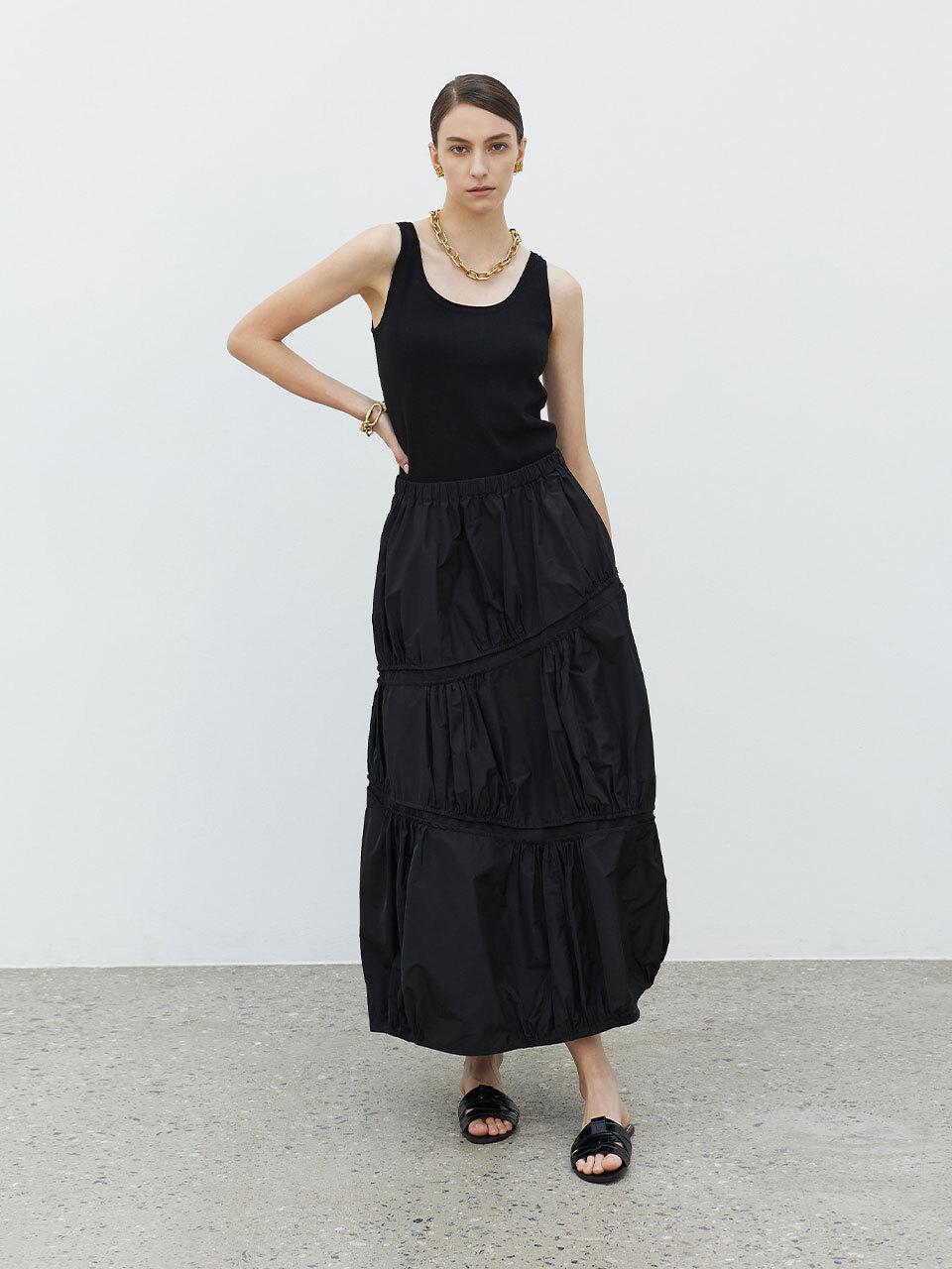 Mare di mari Balloon Banding Long Skirt Black