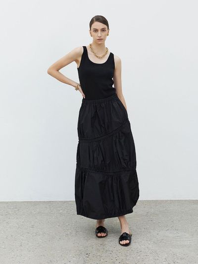 Mare di mari Balloon Banding Long Skirt Black