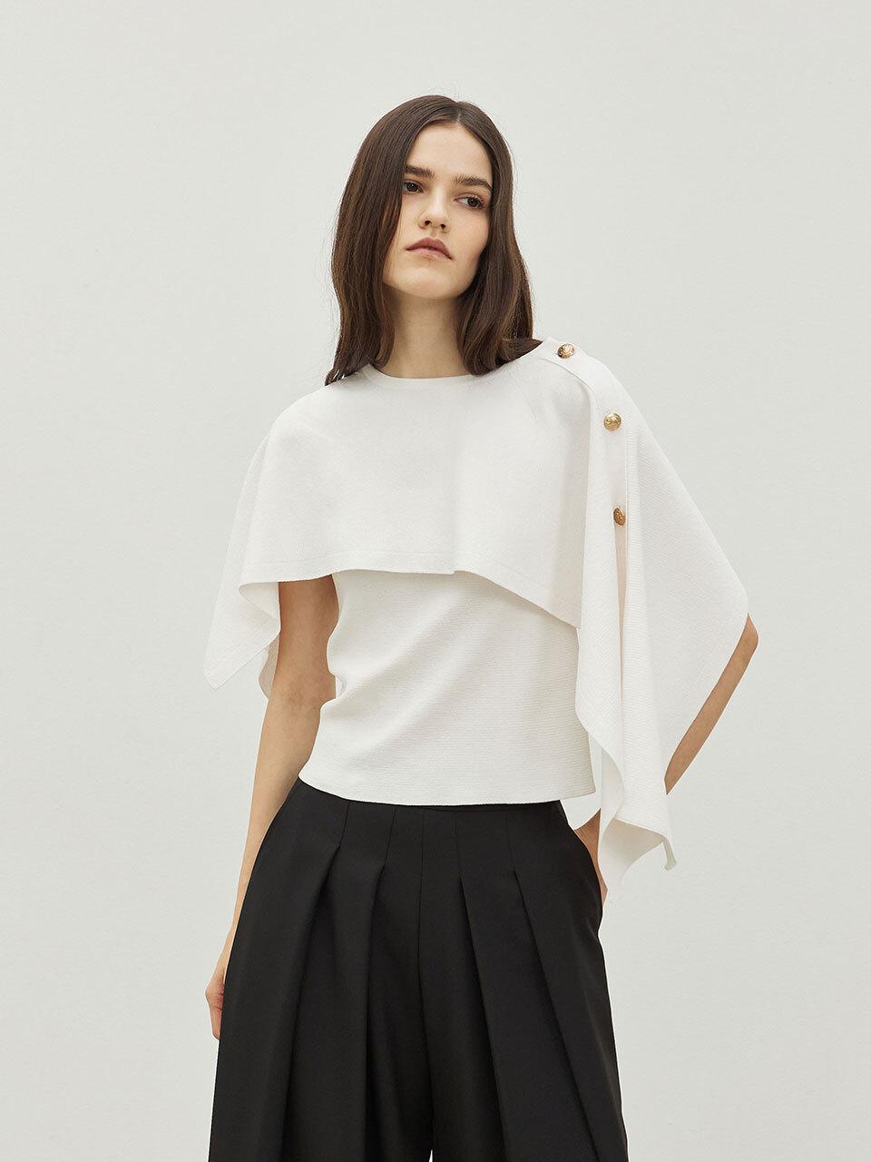 Mare di mari Button Detail Cropped Knit Pancho