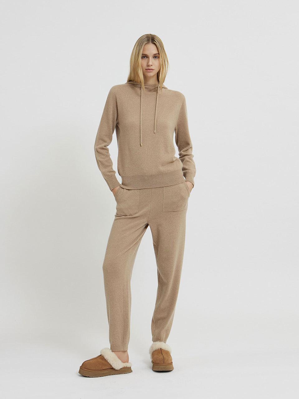 Mare di mari Cashmere 100% Basic Tapered Jogger Pants [Beige]
