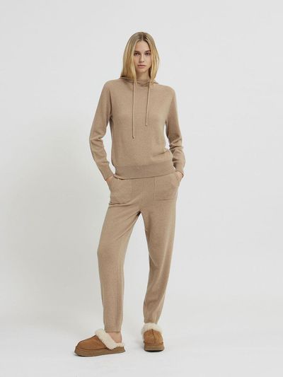 Mare di mari Cashmere 100% Basic Tapered Jogger Pants [Beige]