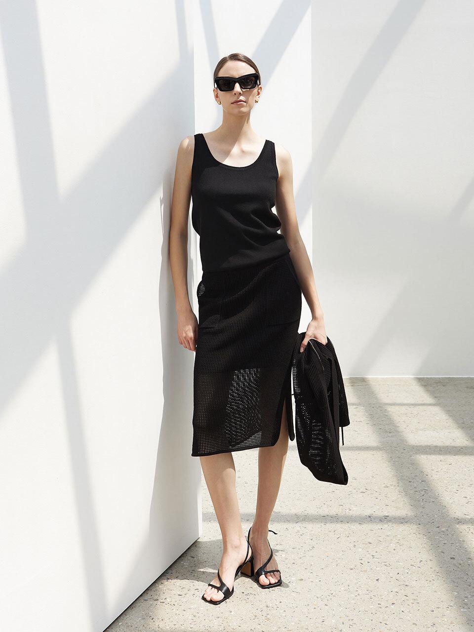 Mare di mari Crochet Mesh Knit Skirt Black