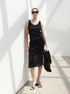 Mare di mari Crochet Mesh Knit Skirt Black
