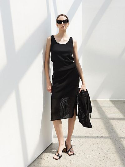 Mare di mari Crochet Mesh Knit Skirt Black