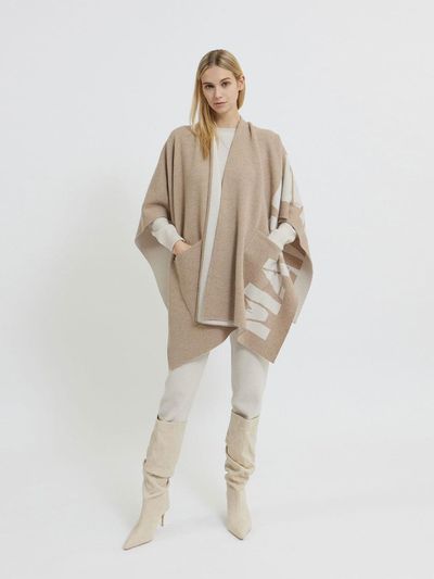 Mare di mari Double-knit Italian Cashmere Blend Cape [Beige]