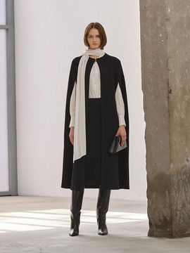 Mare di mari Knit Cape Long Coat Black