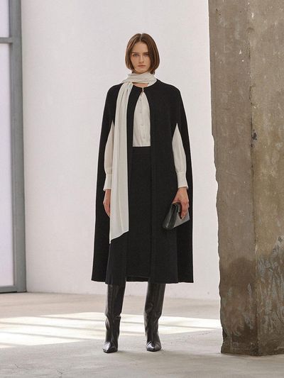 Mare di mari Knit Cape Long Coat Black