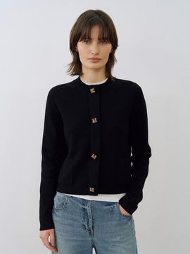 Mare di mari M Logo Button Pocket Knit Cardigan Black