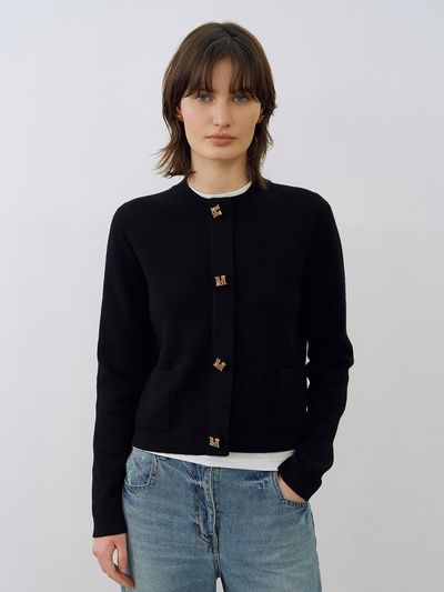 Mare di mari M Logo Button Pocket Knit Cardigan Black