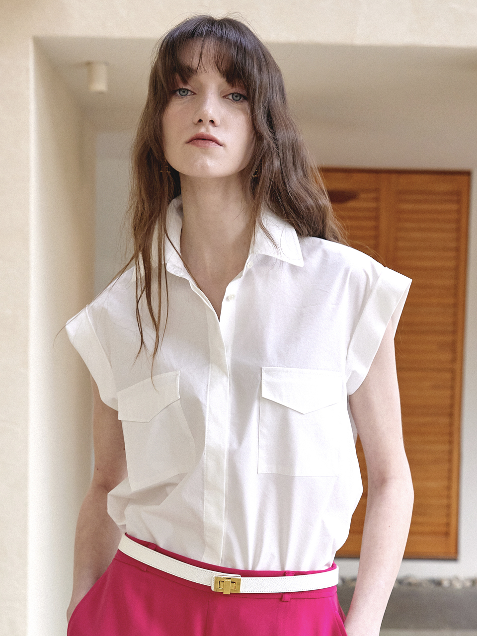 Mare di mari Pocket Point Sleeveless Shirt _White