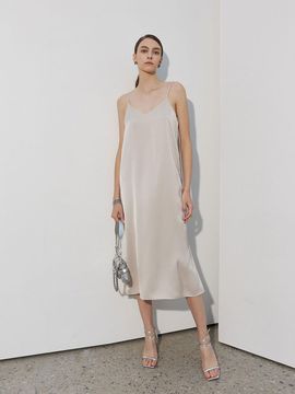 Mare di mari Satin Slip Dress Beige
