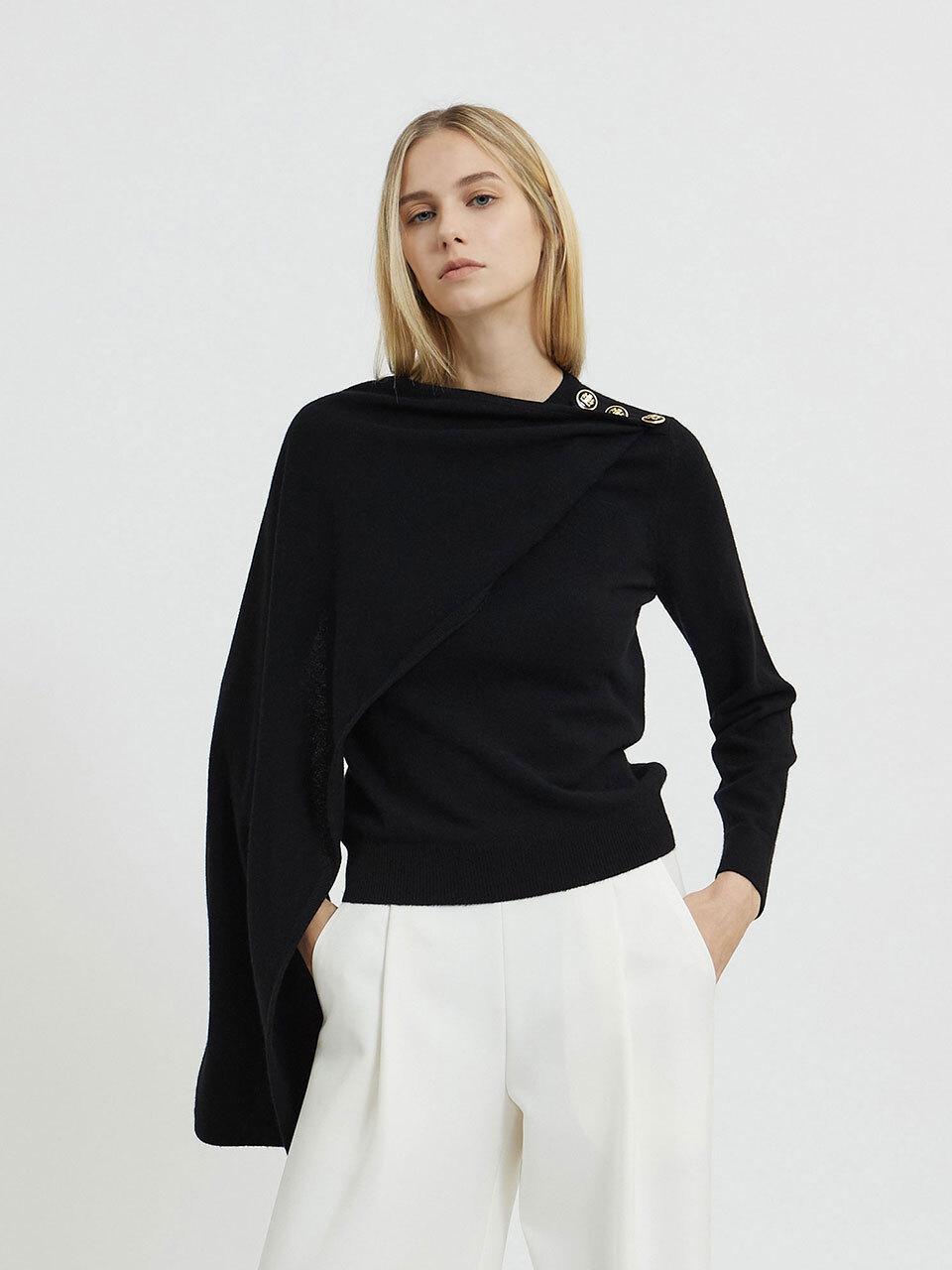 Mare di mari Scarf Detail Knit Pullover Black