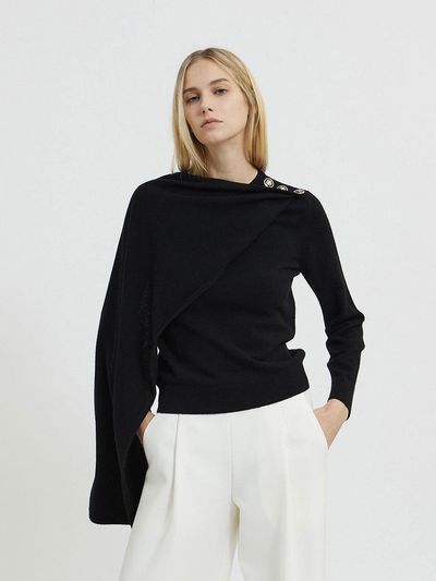 Mare di mari Scarf Detail Knit Pullover Black