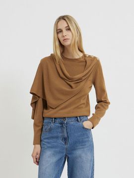 Mare di mari Scarf Detail Knit Pullover Camel
