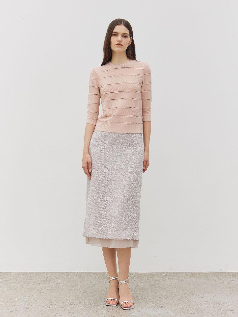 Mare di mari Sheer Layered Skirt Light Beige