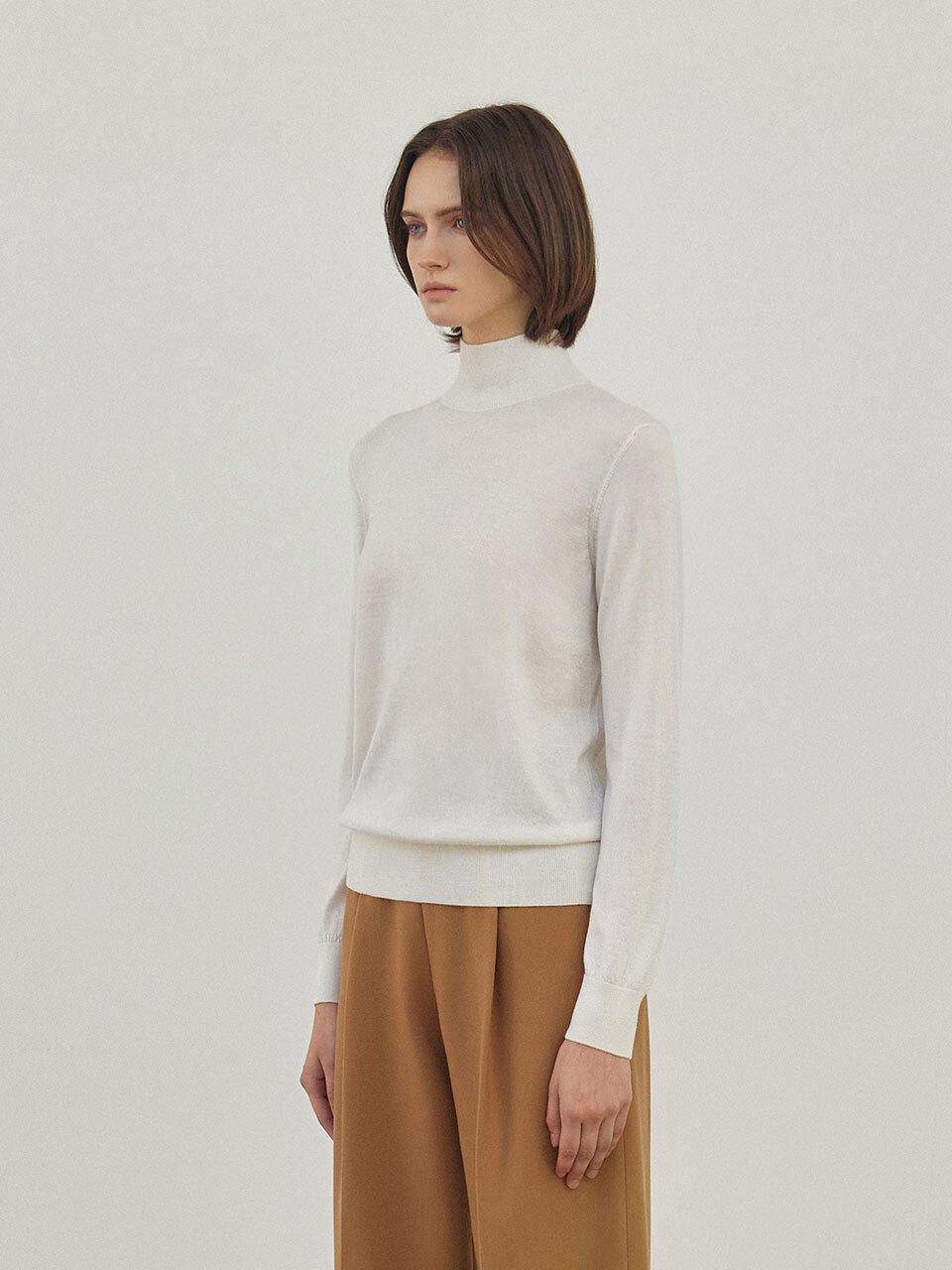 Mare di mari Silk Cashmere High Neck Knit White