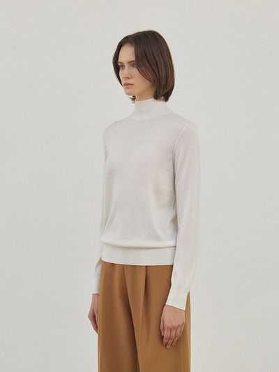 Mare di mari Silk Cashmere High Neck Knit White
