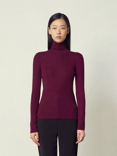 Mare di mari Silk Cashmere Turtleneck Italian Top [Wine]