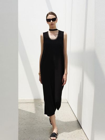 Mare di mari String Point Sleeveless Long Dress Black