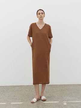 Mare di mari String Point V Neck Long Dress Camel