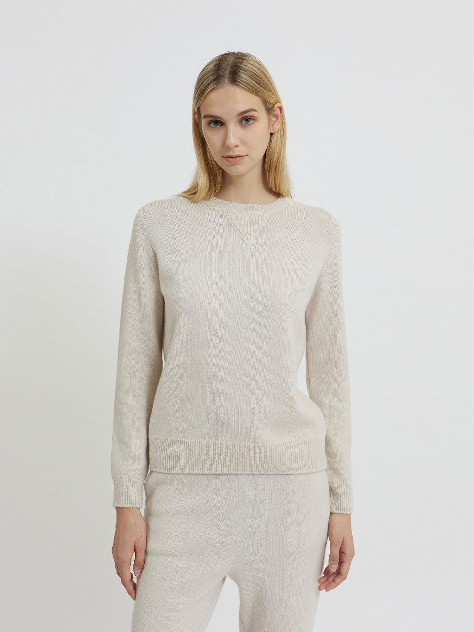 Mare di mari Triangle Point Cashmere Wool Knit Top [Light Brown]