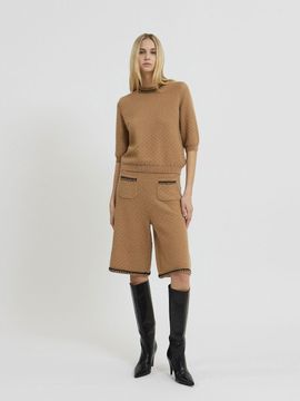 Mare di mari Trimming Point Knit Bermuda Pants Camel