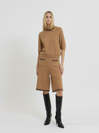 Mare di mari Trimming Point Knit Bermuda Pants Camel