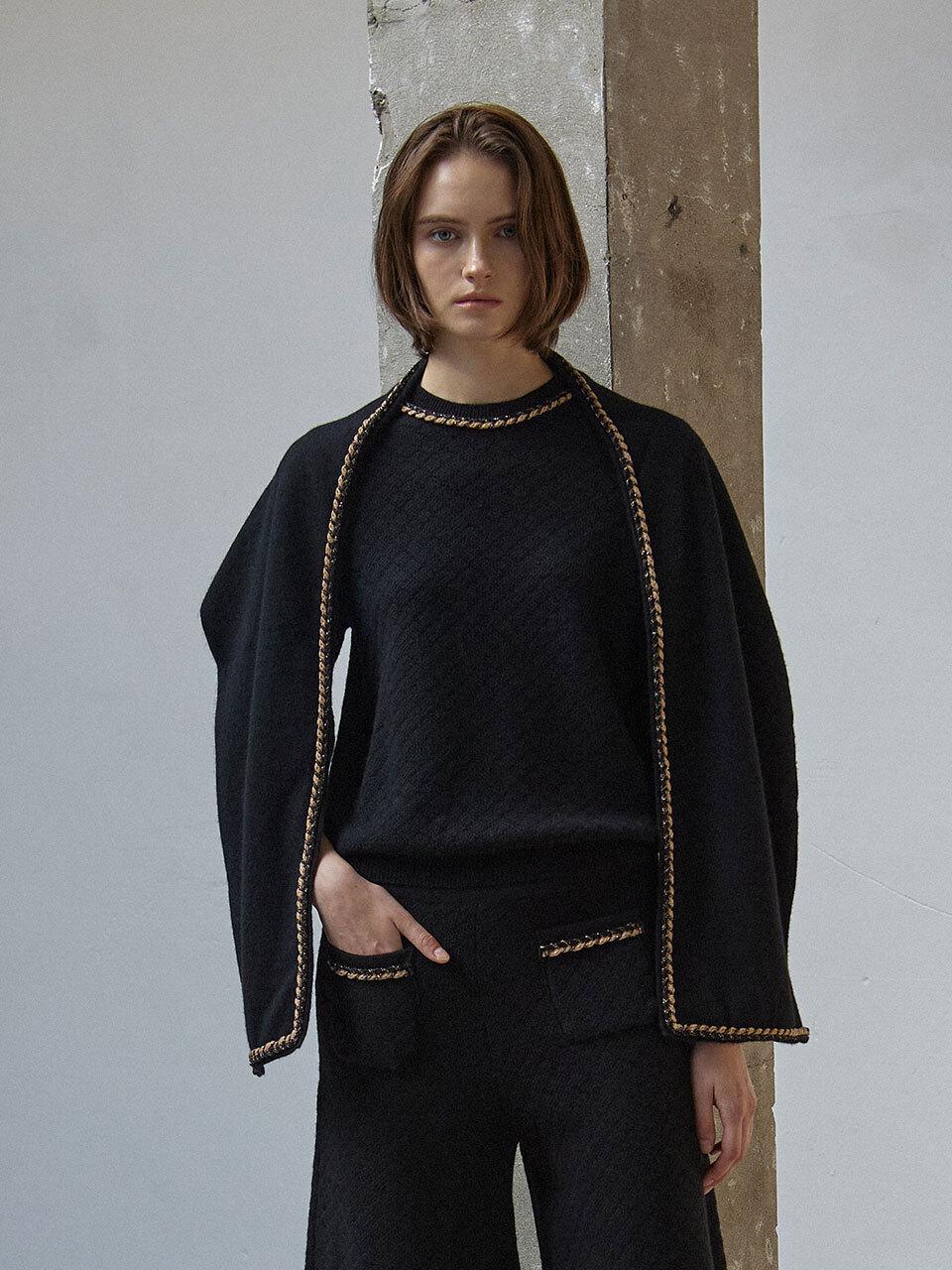 Mare di mari Trimming Point Knit scarf Black
