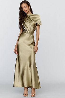 Mare Mare Asymmetrical Satin Maxi Dress