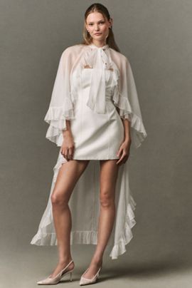 mare mare embroidered chiffon cape swing mini dress Show Me Your Mumu Malia Mini Dress in Blue