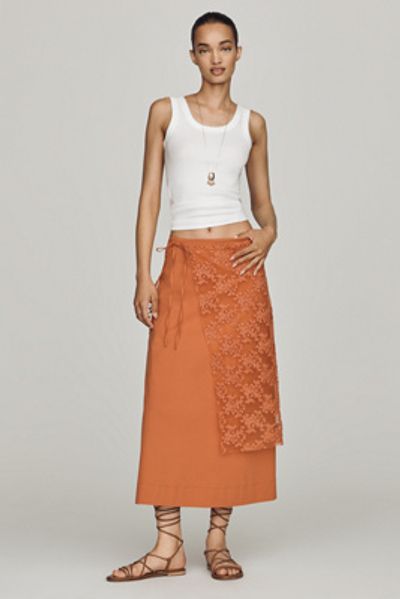 Mare Mare Lace Overlay Midi Skirt