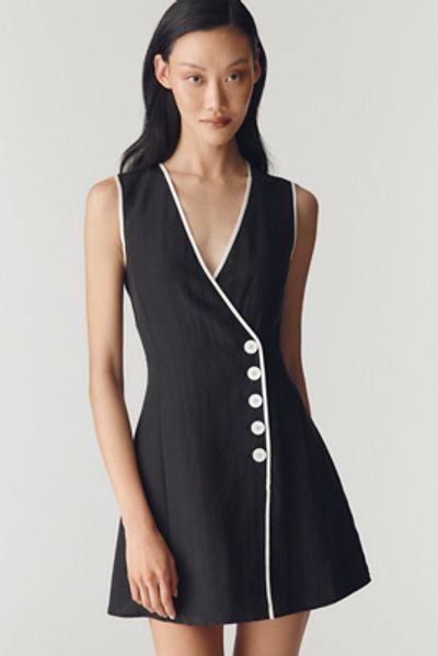 Mare Mare Linen Asymmetric Button Mini Dress