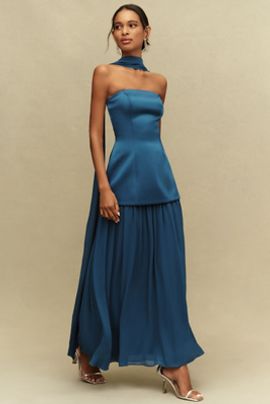 navy blue dress for baby girl Mare Strapless Corset Asymmetric Midi Dress main image 0