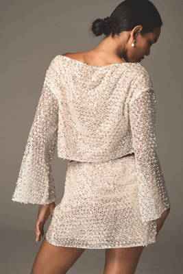 mare mare long-sleeve organza overlay mini dress Mare Mare Long Sleeve Organza Overlay Mini Dress White High Neck Size Small