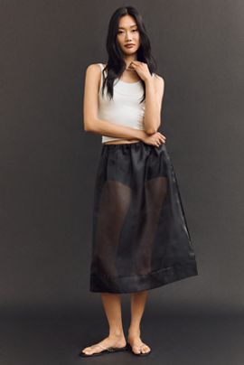 Mare Mare Sheer Organza Midi Skirt