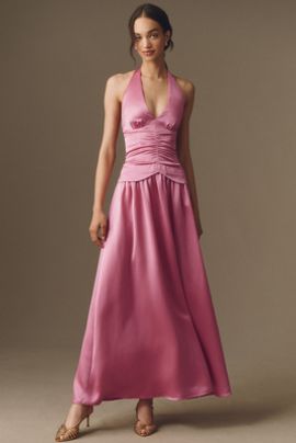 gauze maxi dress S23P6006 For fringed styles Color:Mocha FORMAL EVENING GOWN Amalfi 100% linen slim-fit