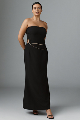 chinese dress ladies STRAPLESS PLEATED SILK GEORGETE DRESS WITH PLEATED CAPE Yellow / 34 / Silk Georgette main image 0