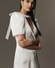 Mare Mare V-Neck Bow Flutter-Sleeve Organza Slip Dress - 3