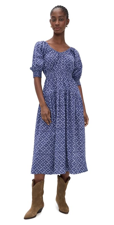 Marea Marea Abby Dress Indigo Lattice