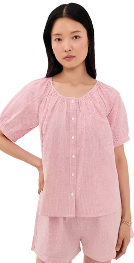 Marea Marea Everly Top Red/White Seersucker