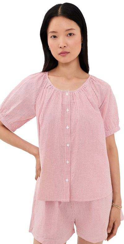 Marea Marea Everly Top Red/White Seersucker