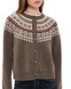 Marea Marea Louise Fair Isle Cardigan Brown - 1