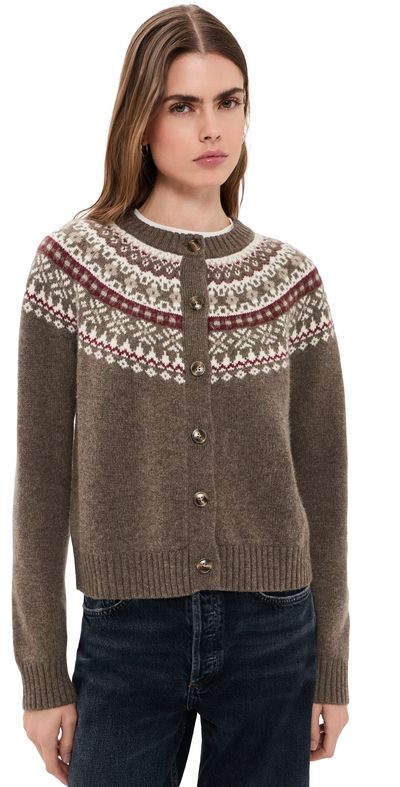 Marea Marea Louise Fair Isle Cardigan Brown
