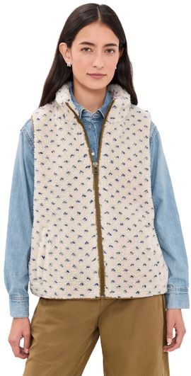 Marea Marea Sherpa Vest Ivory/Blue Birdseye