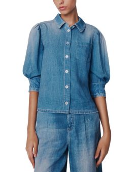 Marella Marella Denim Look Puffed Sleeve Shirt