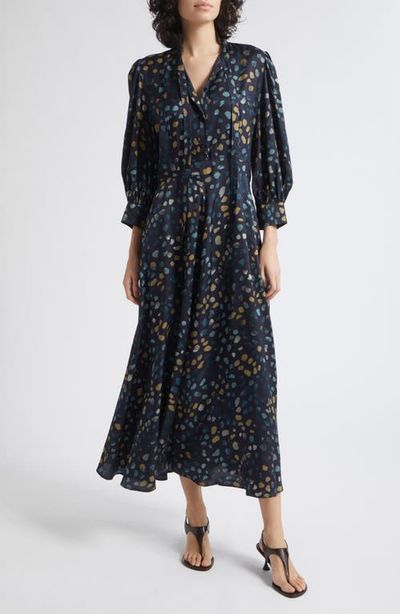 MARELLA MARELLA Painted Spot Tie Neck Midi Dress